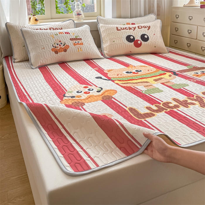 91家纺网 家纺一手货源 找家纺 布卢姆床垫 2025新款卡通A类大版数码凉感丝乳胶凉席 汉倦披萨