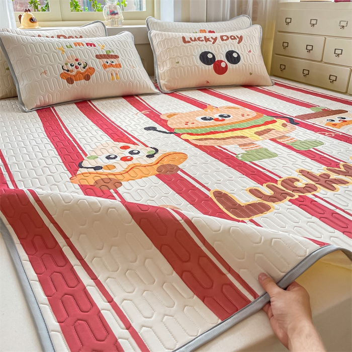 91家纺网 家纺一手货源 找家纺 布卢姆床垫 2025新款卡通A类大版数码凉感丝乳胶凉席 汉倦披萨