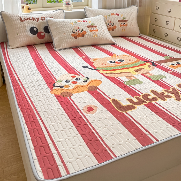 91家纺网 家纺一手货源 找家纺 布卢姆床垫 2025新款卡通A类大版数码凉感丝乳胶凉席 汉倦披萨