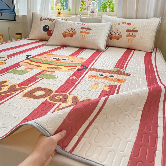 91家纺网 家纺一手货源 找家纺 布卢姆床垫 2025新款卡通A类大版数码凉感丝乳胶凉席 汉倦披萨