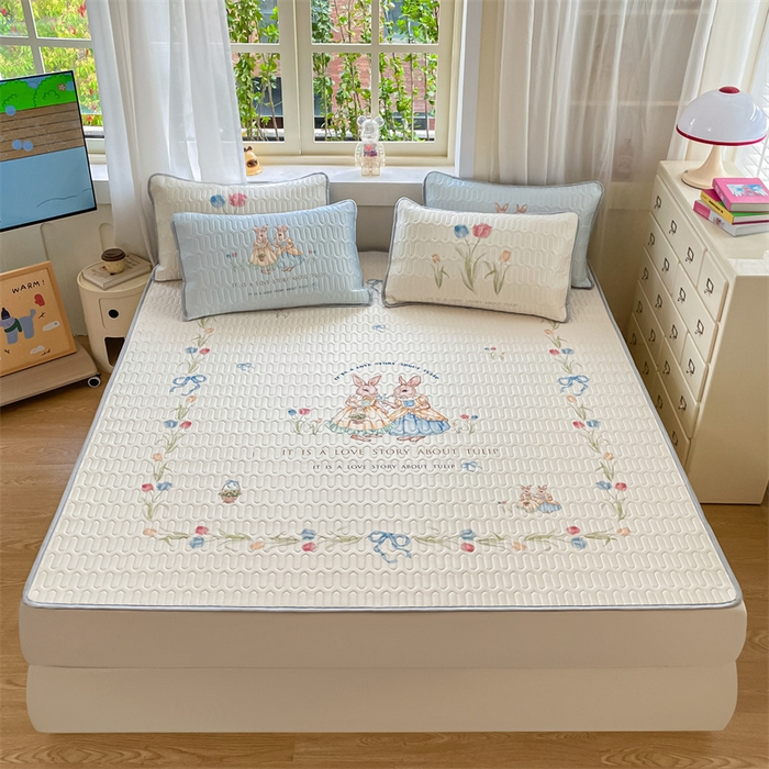 91家纺网 家纺一手货源 找家纺 布卢姆床垫 2025新款卡通A类大版数码凉感丝乳胶凉席 莫奈花园