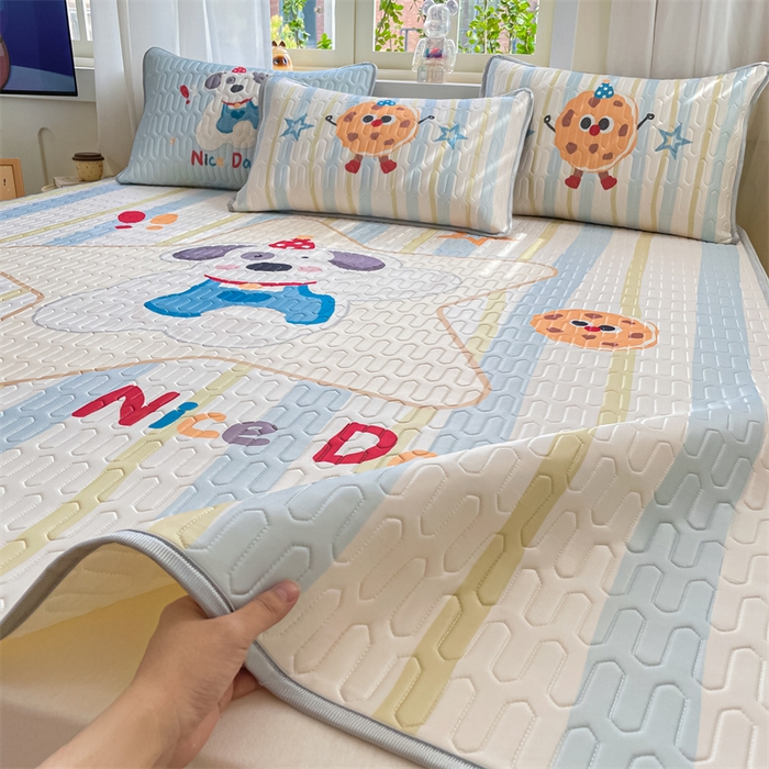 91家纺网 家纺一手货源 找家纺 布卢姆床垫 2025新款卡通A类大版数码凉感丝乳胶凉席 星星狗