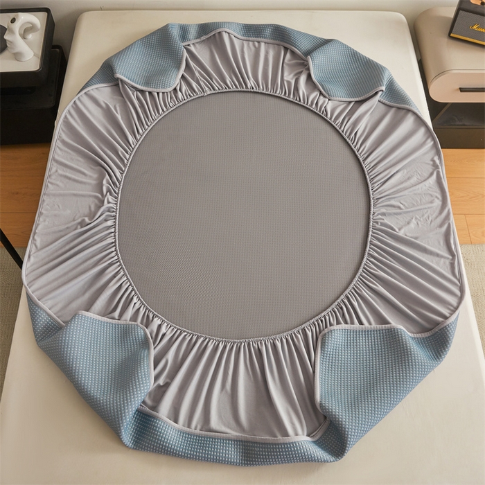 91家纺网 家纺一手货源 找家纺 （总）布卢姆床垫 2025新款A类PE凉感华夫格刺绣凉豆豆席床笠款