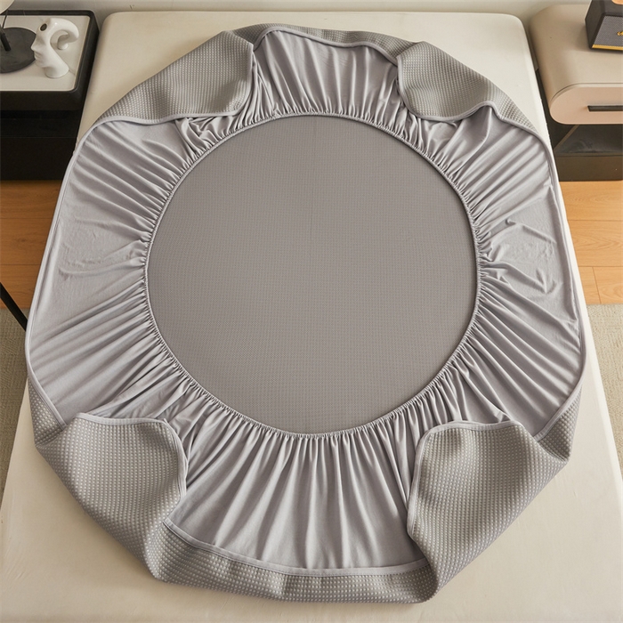 91家纺网 家纺一手货源 找家纺 布卢姆床垫 2025新款A类PE凉感华夫格刺绣凉豆豆席床笠款 豆豆床笠-深灰