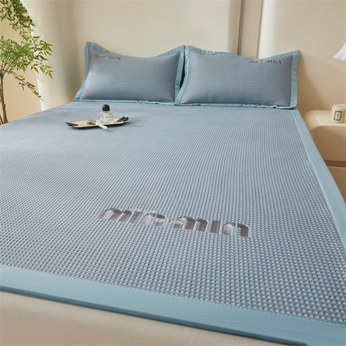 91家纺网 家纺一手货源 找家纺 布卢姆床垫 2025新款A类乙纶PE刺绣凉豆豆席豆豆床席凉席 豆豆床席-梵星蓝