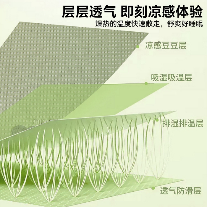 91家纺网 家纺一手货源 找家纺 布卢姆床垫 2025新款A类乙纶PE刺绣凉豆豆席豆豆床席凉席 豆豆床席-果绿