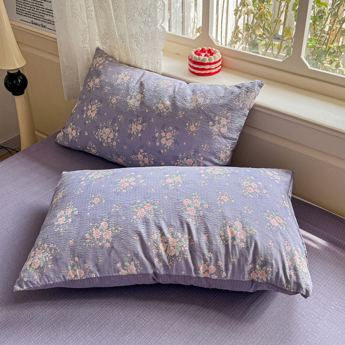 91家纺网 家纺一手货源 找家纺 仟网汇 2025新款云感皱皱纱简单款四件套豆蔻