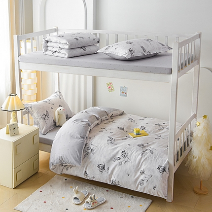 拔萃 2025新款0.9米床1.2米床纯棉全棉学生宿舍床单款三件套六件套玫瑰夜语