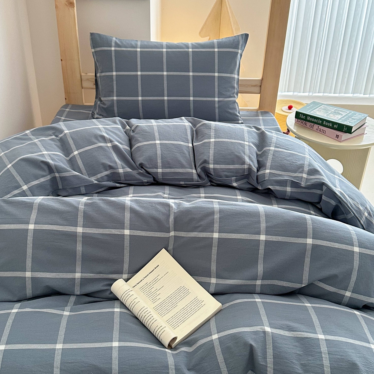 91家纺网 家纺一手货源 找家纺 （总）拔萃 2025新款全棉纯棉色织学生上下铺套件格子纯棉宿舍三件套六件套