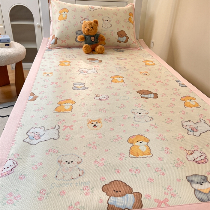 91家纺网 家纺一手货源 找家纺 久云居 2025新款冰藤席宿舍凉席席子 动物乐园