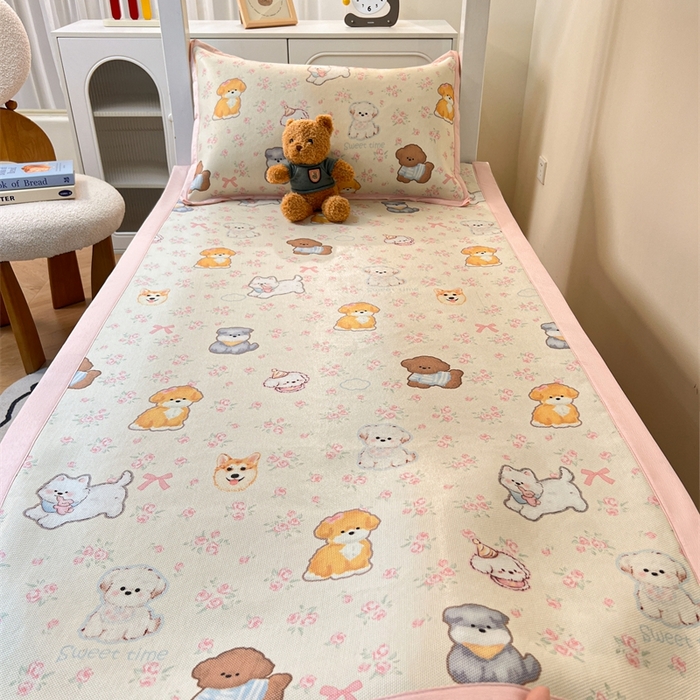 91家纺网 家纺一手货源 找家纺 久云居 2025新款冰藤席宿舍凉席席子 动物乐园