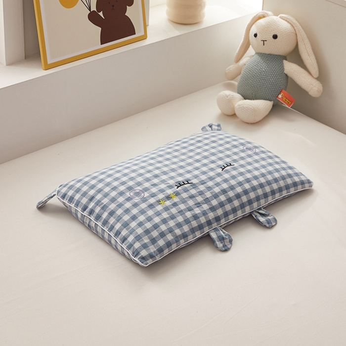 91家纺网 家纺一手货源 找家纺 （总）幸运草 2025新款格子卡通儿童纯荞麦枕头夏季幼儿园小学生全荞麦壳枕芯
