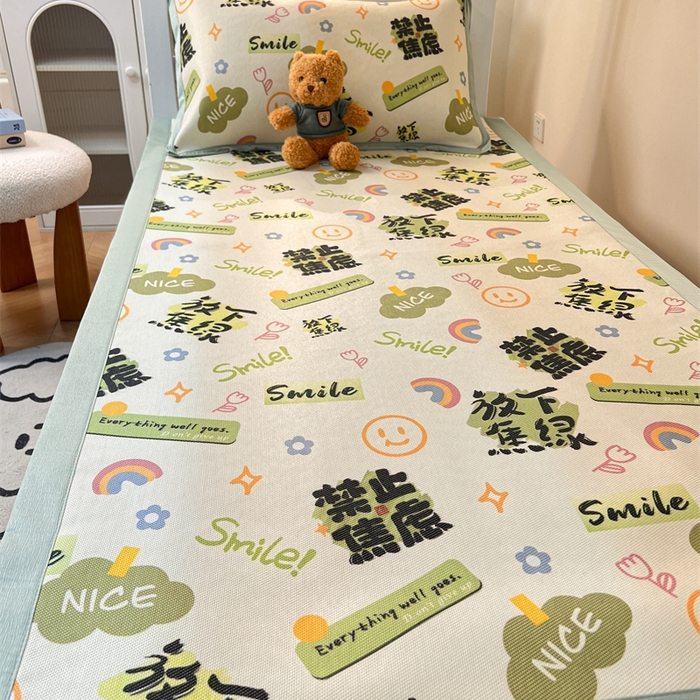 91家纺网 家纺一手货源 找家纺 久云居 2025新款冰藤席宿舍凉席席子 放下焦绿