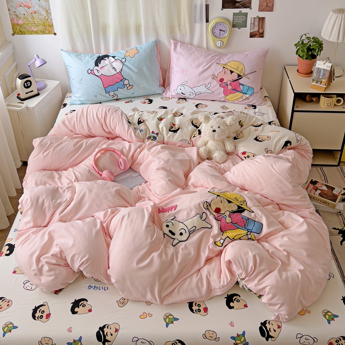 91家纺网 家纺一手货源 找家纺 一霖家纺 2025新款高克重云朵棉数码印花＋毛巾绣四件套 去春游吧