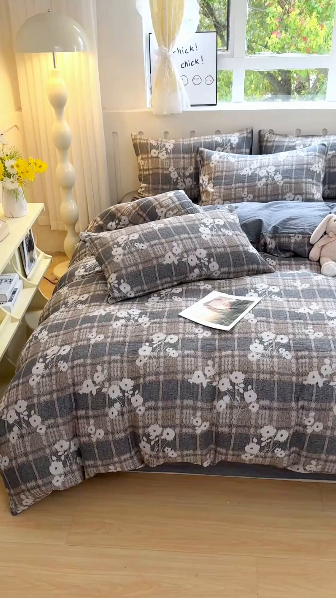 91家纺网 家纺一手货源 找家纺 菡宝 2025新款A类纯棉全棉双层纱提花四件套 支持定做定制尺寸 埃利瑟-丈青