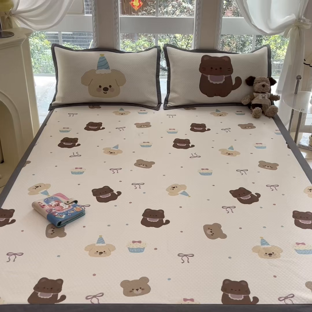 91家纺网 家纺一手货源 找家纺 （总）Sweet dreams甜梦 2025新款数码印花凉感豆豆软席凉席席子系列-小版