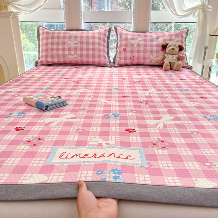 Sweet dreams甜梦 2025新款数码印花凉感豆豆软席凉席席子系列-小版 格子蝴蝶结