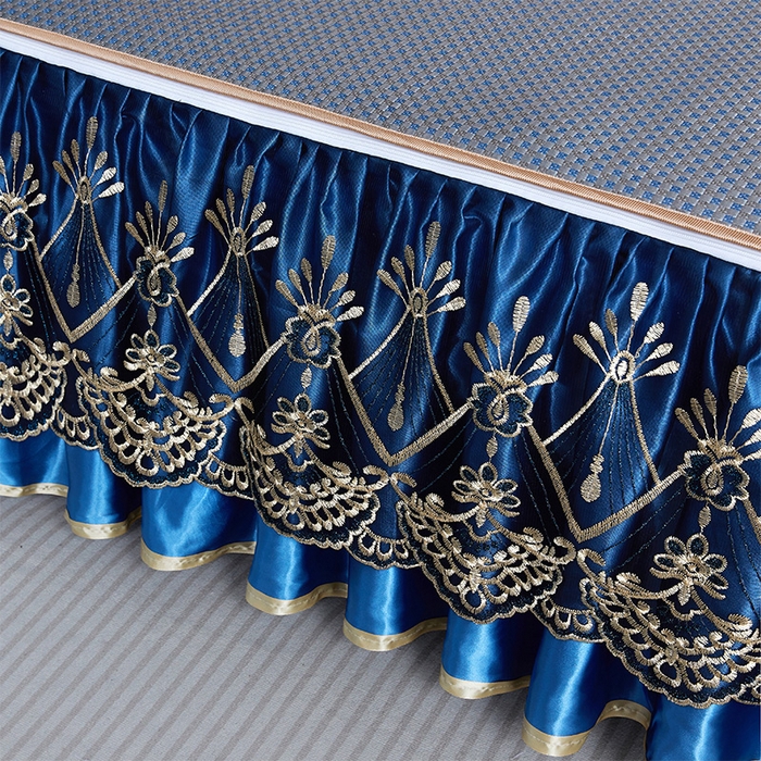 91家纺网 家纺一手货源 找家纺 （总）罗艺轩 2025新款可拆卸床笠式床裙凉感冰丝藤席三件套-爱星海