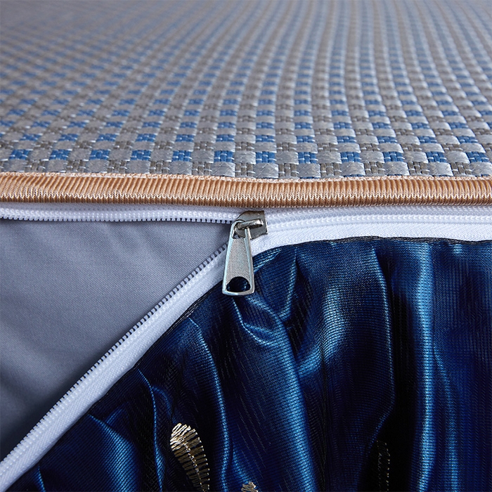 91家纺网 家纺一手货源 找家纺 （总）罗艺轩 2025新款可拆卸床笠式床裙凉感冰丝藤席三件套-爱星海