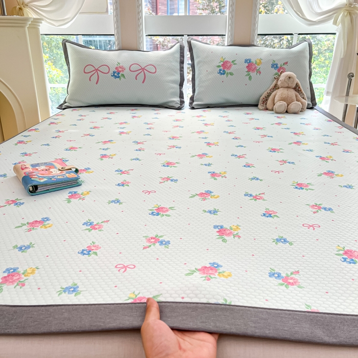 Sweet dreams甜梦 2025新款数码印花凉感豆豆软席凉席席子系列-小版 蝴蝶结粉花