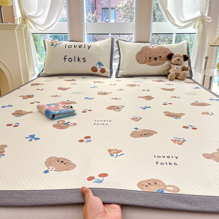 Sweet dreams甜梦 2025新款数码印花凉感豆豆软席凉席席子系列-小版 蝴蝶结狗狗