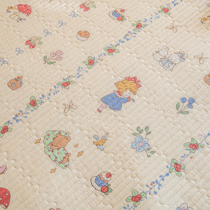 91家纺网 家纺一手货源 找家纺  （提供买家秀 爆款花型 不断货）2025新款小清新印花全棉床盖学生床盖套件-跑量款 蛋糕女孩