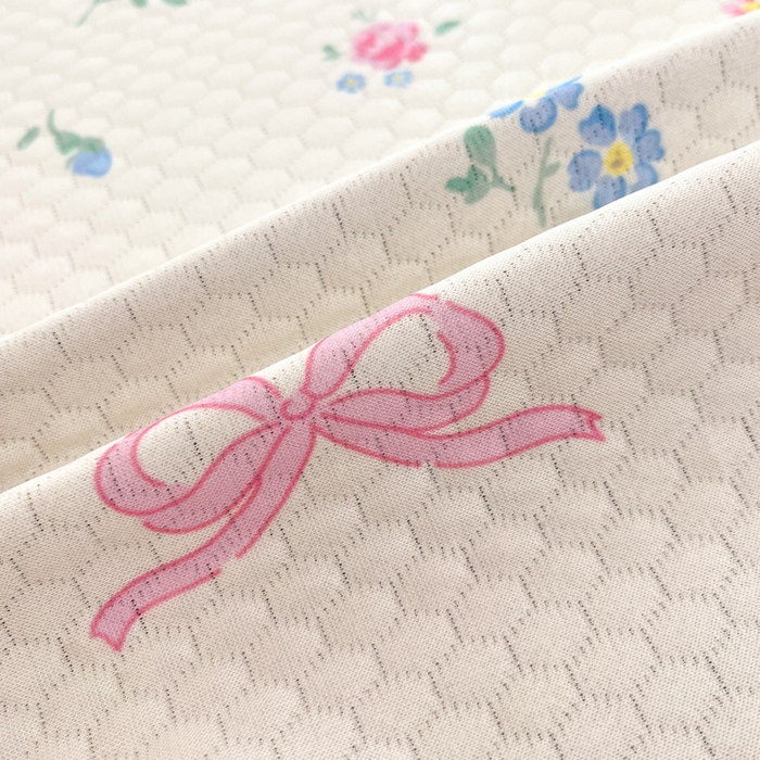 91家纺网 家纺一手货源 找家纺 Sweet dreams甜梦 2025新款数码印花凉感豆豆软席凉席席子系列-小版 蝴蝶结黄花