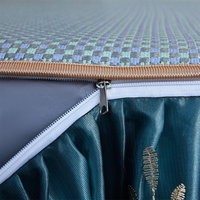 91家纺网 家纺一手货源 找家纺 罗艺轩 2025新款可拆卸床笠式床裙凉感冰丝藤席三件套-爱星海 爱星海-绿紫色