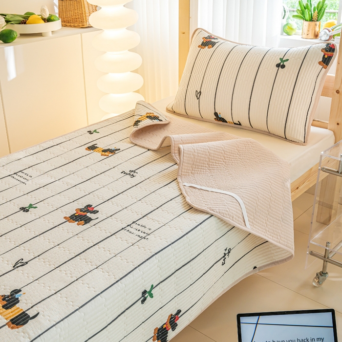  （提供买家秀 爆款花型 不断货）2025新款小清新印花全棉床盖学生床盖套件-跑量款 爱神小狗