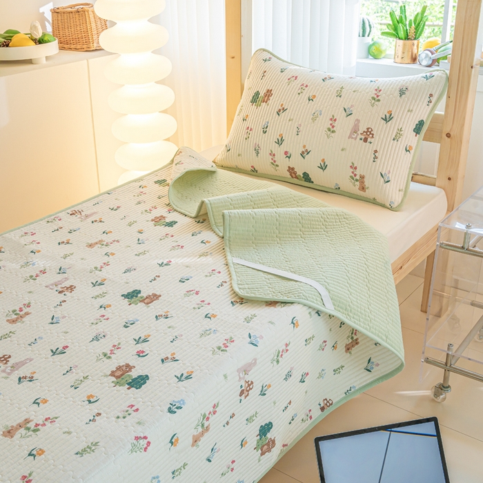  （提供买家秀 爆款花型 不断货）2025新款小清新印花全棉床盖学生床盖套件-跑量款 秘密花园