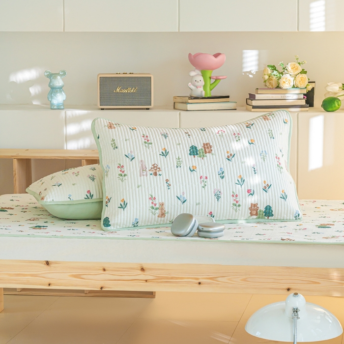 91家纺网 家纺一手货源 找家纺  （提供买家秀 爆款花型 不断货）2025新款小清新印花全棉床盖学生床盖套件-跑量款 秘密花园