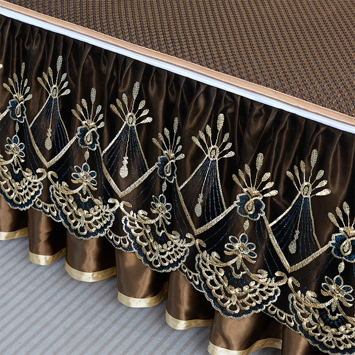 91家纺网 家纺一手货源 找家纺 罗艺轩 2025新款可拆卸床笠式床裙凉感冰丝藤席三件套-爱星海 爱星海-摩卡棕