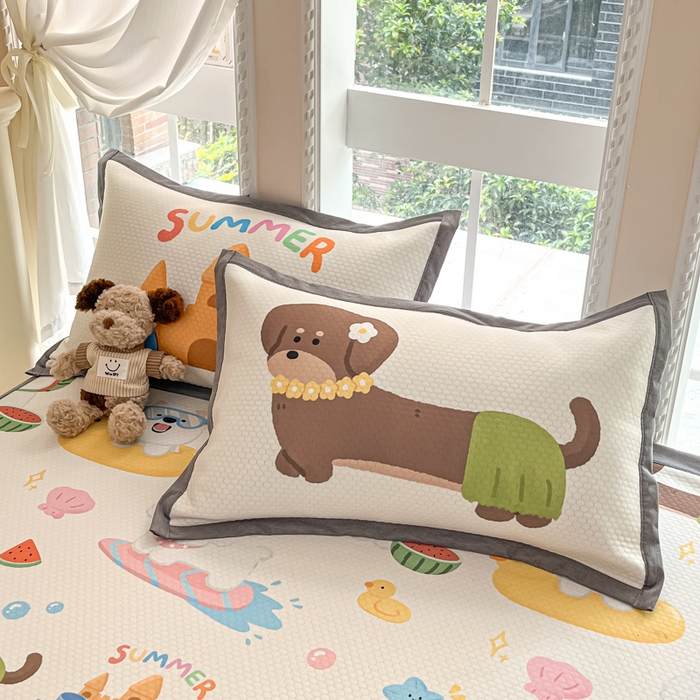 91家纺网 家纺一手货源 找家纺 Sweet dreams甜梦 2025新款数码印花凉感豆豆软席凉席席子系列-小版 夏季派对