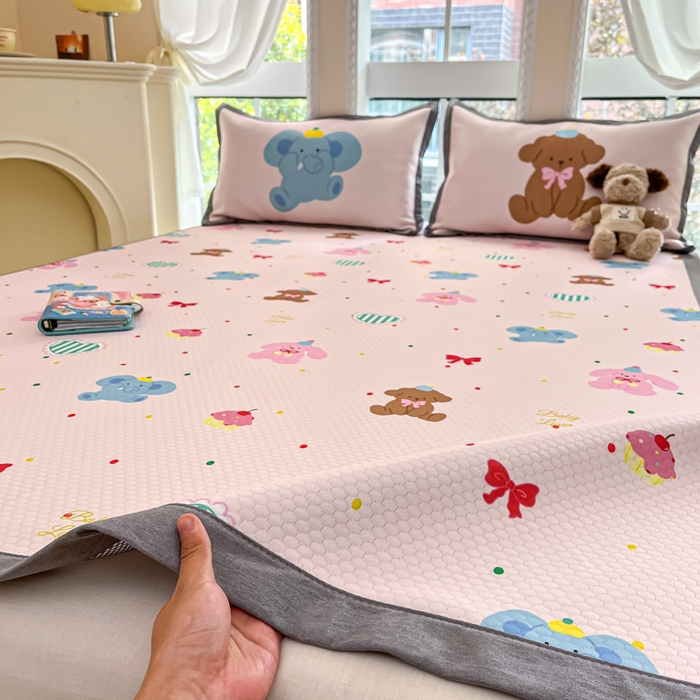 91家纺网 家纺一手货源 找家纺 Sweet dreams甜梦 2025新款数码印花凉感豆豆软席凉席席子系列-小版 小动物