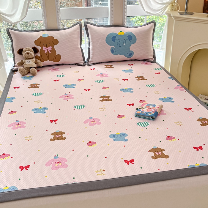 91家纺网 家纺一手货源 找家纺 Sweet dreams甜梦 2025新款数码印花凉感豆豆软席凉席席子系列-小版 小动物