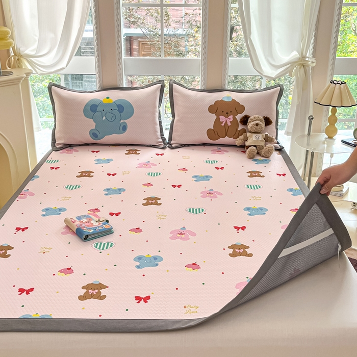 91家纺网 家纺一手货源 找家纺 Sweet dreams甜梦 2025新款数码印花凉感豆豆软席凉席席子系列-小版 小动物