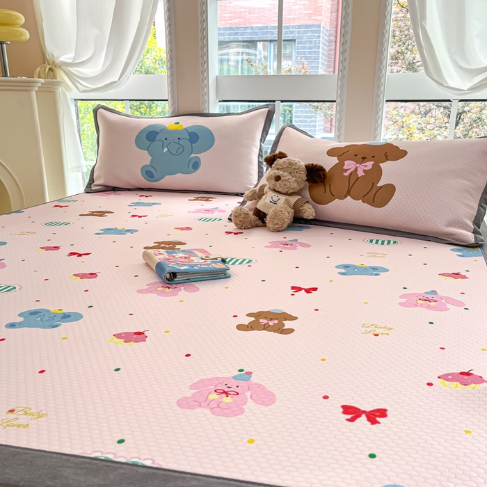 91家纺网 家纺一手货源 找家纺 Sweet dreams甜梦 2025新款数码印花凉感豆豆软席凉席席子系列-小版 小动物