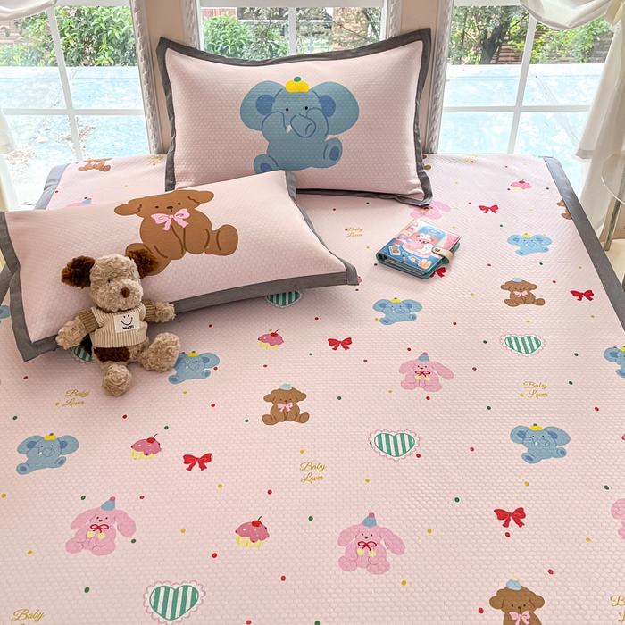 91家纺网 家纺一手货源 找家纺 Sweet dreams甜梦 2025新款数码印花凉感豆豆软席凉席席子系列-小版 小动物