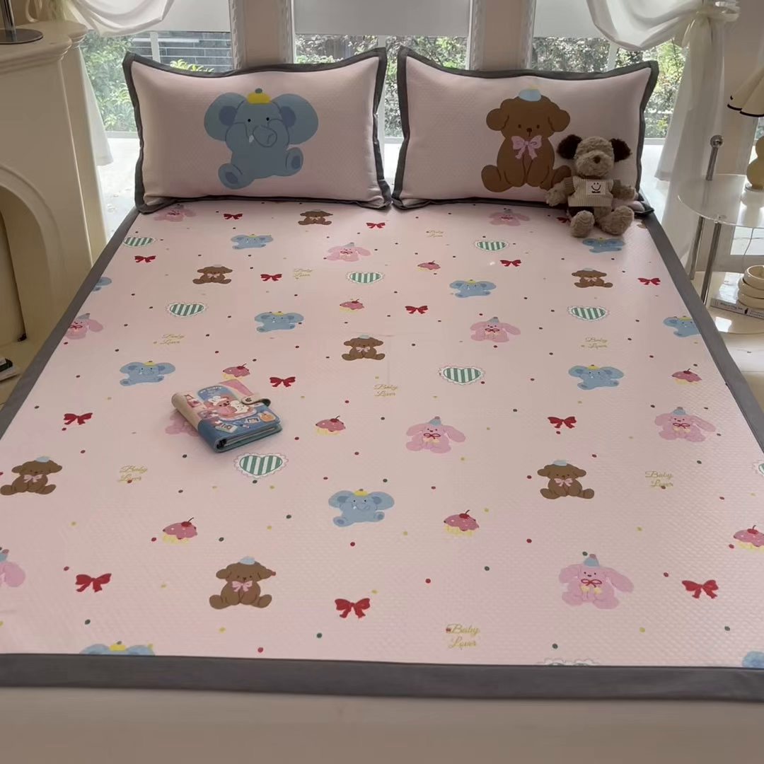 91家纺网 家纺一手货源 找家纺 Sweet dreams甜梦 2025新款数码印花凉感豆豆软席凉席席子系列-小版 小动物