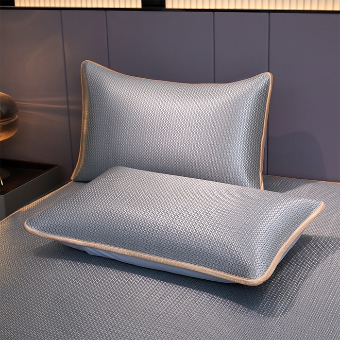 91家纺网 家纺一手货源 找家纺 罗艺轩 2025新款可拆卸床笠式床裙凉感冰丝藤席三件套-爱星海 爱星海-绅士灰