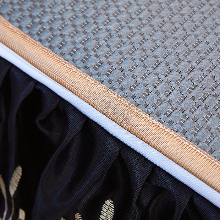 91家纺网 家纺一手货源 找家纺 罗艺轩 2025新款可拆卸床笠式床裙凉感冰丝藤席三件套-爱星海 爱星海-绅士灰