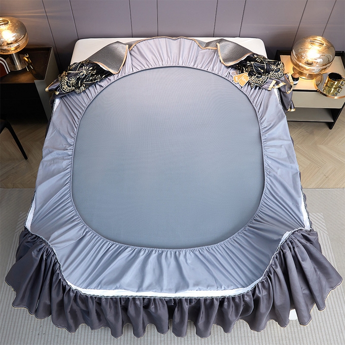 91家纺网 家纺一手货源 找家纺 罗艺轩 2025新款可拆卸床笠式床裙凉感冰丝藤席三件套-爱星海 爱星海-绅士灰