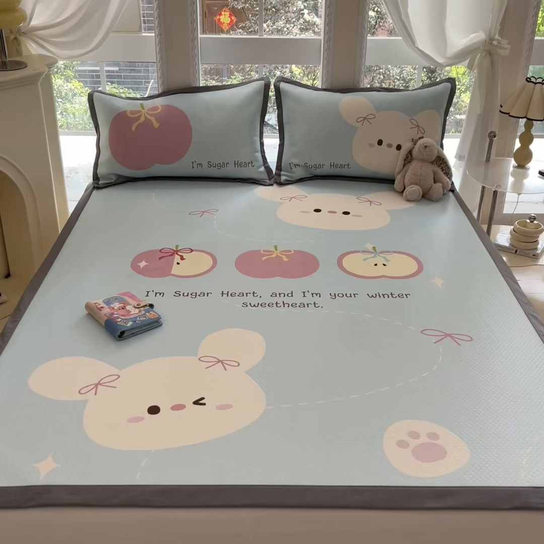 91家纺网 家纺一手货源 找家纺 （总）Sweet dreams甜梦 2025新款数码印花凉感豆豆软席凉席席子系列-大版