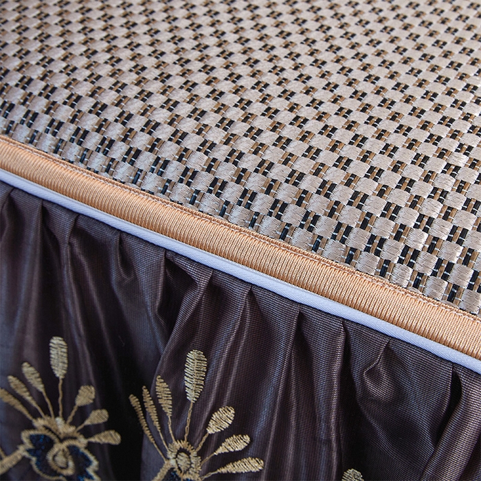 91家纺网 家纺一手货源 找家纺 罗艺轩 2025新款可拆卸床笠式床裙凉感冰丝藤席三件套-爱星海 爱星海-糖咖色