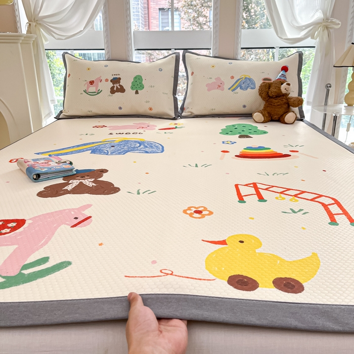 91家纺网 家纺一手货源 找家纺 （总）Sweet dreams甜梦 2025新款数码印花凉感豆豆软席凉席席子系列-大版