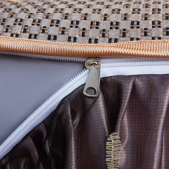 91家纺网 家纺一手货源 找家纺 罗艺轩 2025新款可拆卸床笠式床裙凉感冰丝藤席三件套-爱星海 爱星海-糖咖色