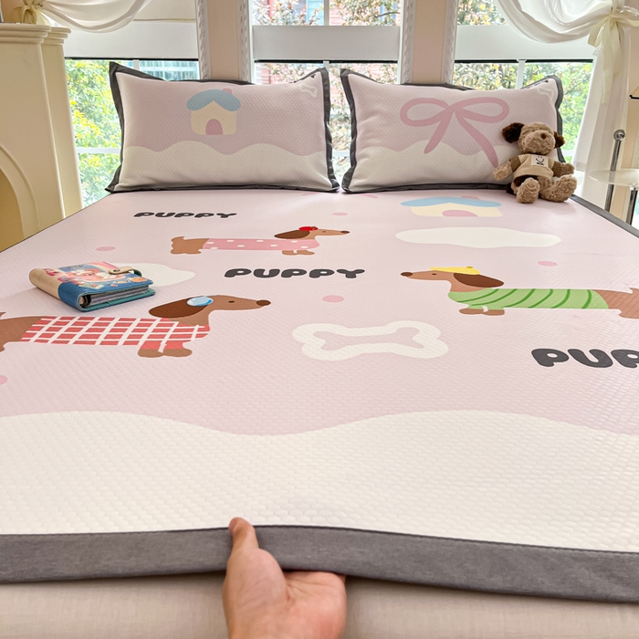 91家纺网 家纺一手货源 找家纺 （总）Sweet dreams甜梦 2025新款数码印花凉感豆豆软席凉席席子系列-大版