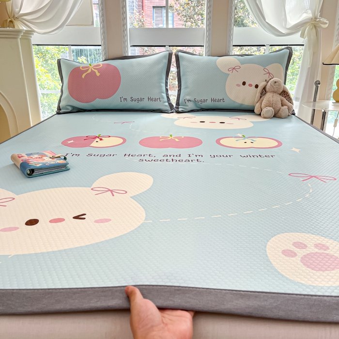 91家纺网 家纺一手货源 找家纺 （总）Sweet dreams甜梦 2025新款数码印花凉感豆豆软席凉席席子系列-大版