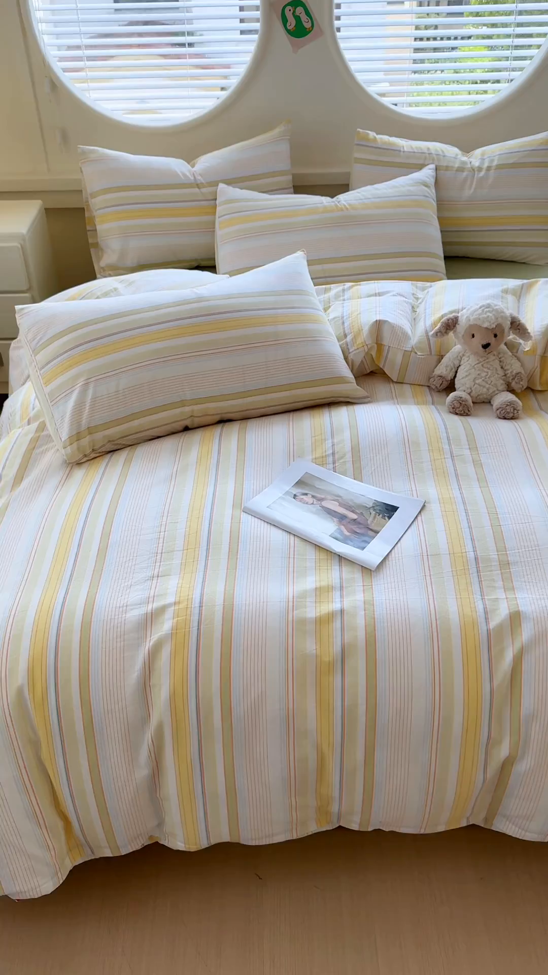 91家纺网 家纺一手货源 找家纺 菡宝 2025新款A类纯棉全棉色织水洗棉四件套 支持定做定制尺寸 夏沫-可可绿