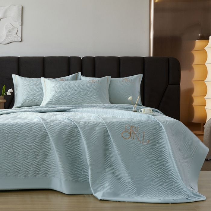 （总）OL家纺 2025新款60S兰精天丝带刺绣防滑床盖